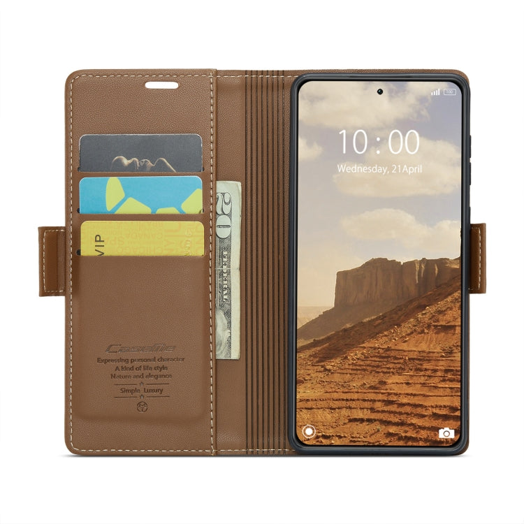 For Xiaomi 14 CaseMe 023 Butterfly Buckle Litchi Texture RFID Anti-theft Leather Phone Case(Brown) - 14 Cases by CaseMe | Online Shopping South Africa | PMC Jewellery | Buy Now Pay Later Mobicred