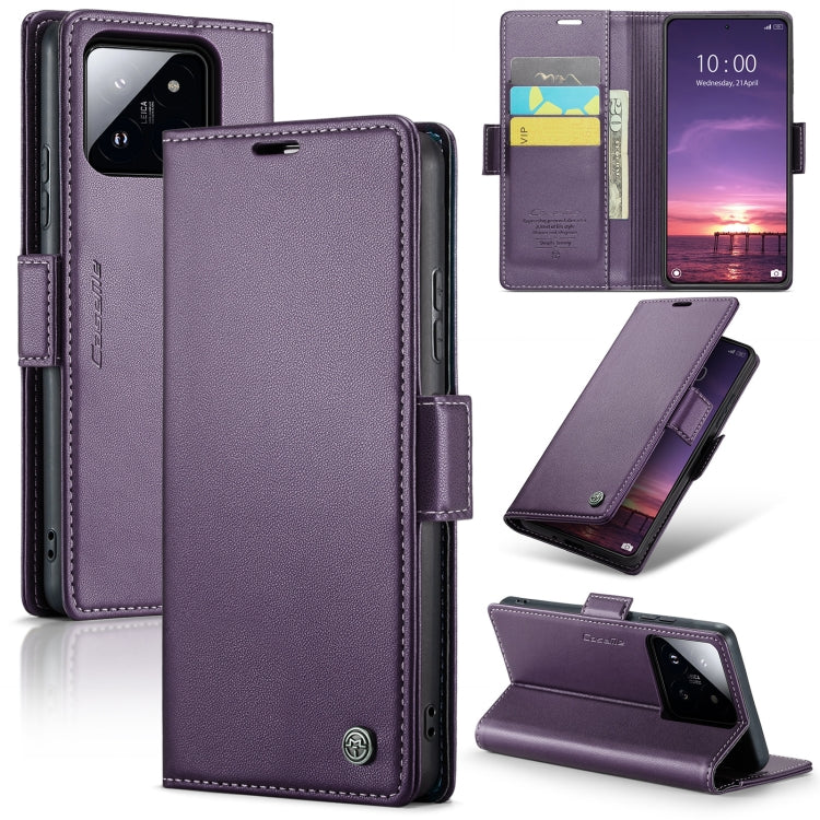 For Xiaomi 14 CaseMe 023 Butterfly Buckle Litchi Texture RFID Anti-theft Leather Phone Case(Pearly Purple) - 14 Cases by CaseMe | Online Shopping South Africa | PMC Jewellery | Buy Now Pay Later Mobicred