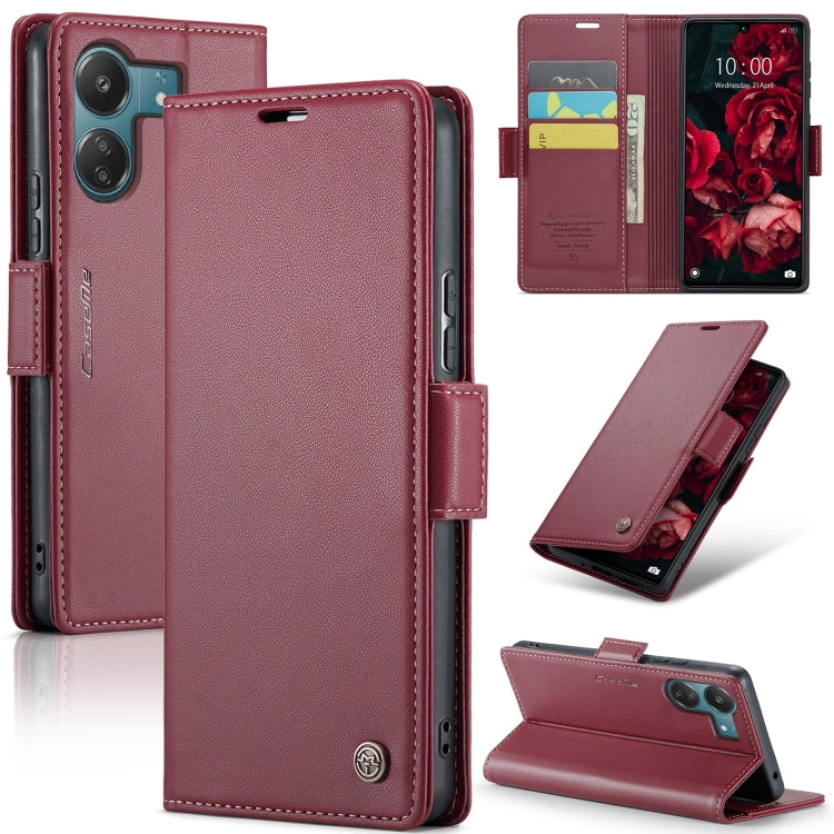 For Xiaomi Poco C65 4G CaseMe 023 Butterfly Buckle Litchi Texture RFID Anti-theft Leather Phone Case(Wine Red) - Xiaomi Cases by CaseMe | Online Shopping South Africa | PMC Jewellery | Buy Now Pay Later Mobicred