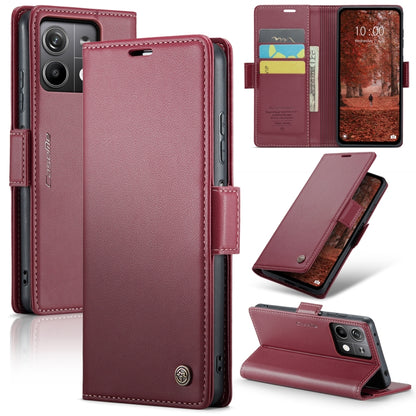 For Xiaomi Redmi Note 13 5G CaseMe 023 Butterfly Buckle Litchi Texture RFID Anti-theft Leather Phone Case(Wine Red) - Xiaomi Cases by CaseMe | Online Shopping South Africa | PMC Jewellery | Buy Now Pay Later Mobicred