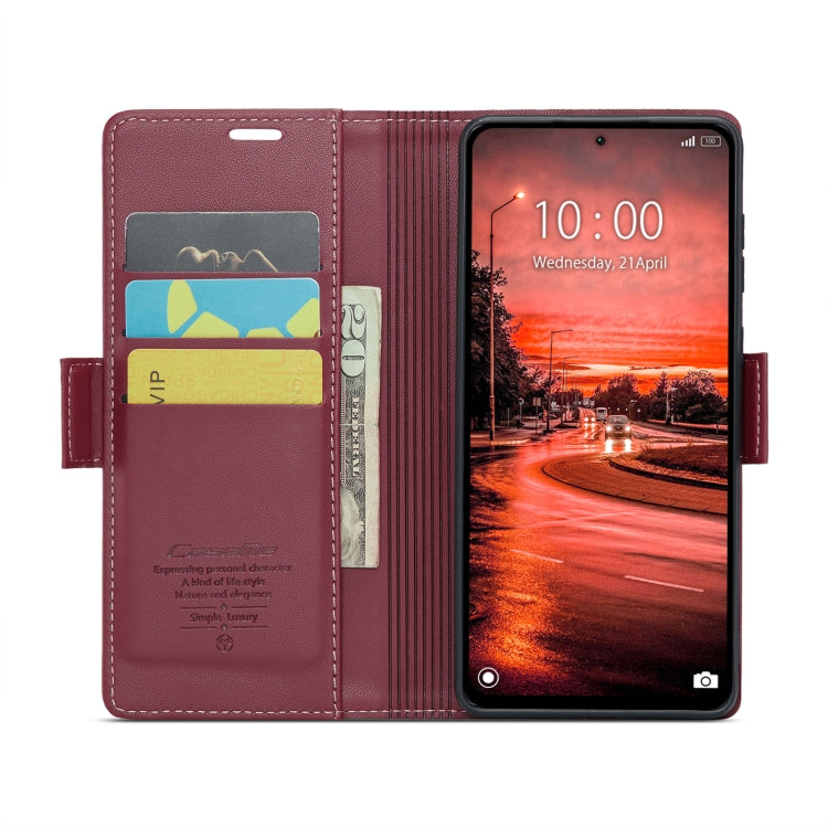 For Xiaomi Redmi Note 13 4G CaseMe 023 Butterfly Buckle Litchi Texture RFID Anti-theft Leather Phone Case(Wine Red) - Xiaomi Cases by CaseMe | Online Shopping South Africa | PMC Jewellery | Buy Now Pay Later Mobicred