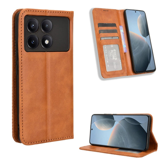 For Xiaomi Redmi K70 / K70 Pro Magnetic Buckle Retro Texture Leather Phone Case(Brown) - K70 Pro Cases by PMC Jewellery | Online Shopping South Africa | PMC Jewellery | Buy Now Pay Later Mobicred