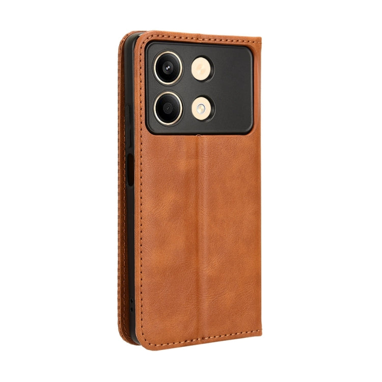 For Xiaomi Redmi Note 13R Pro 5G Magnetic Buckle Retro Texture Leather Phone Case(Brown) - Xiaomi Cases by PMC Jewellery | Online Shopping South Africa | PMC Jewellery | Buy Now Pay Later Mobicred