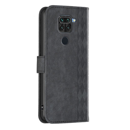 For Xiaomi Redmi Note 9 Plaid Embossed Leather Phone Case(Black) - Xiaomi Cases by PMC Jewellery | Online Shopping South Africa | PMC Jewellery | Buy Now Pay Later Mobicred