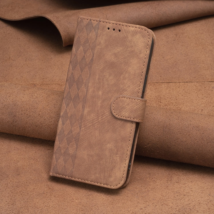 For Xiaomi Redmi Note 13 Pro 4G Global Plaid Embossed Leather Phone Case(Brown) - Note 13 Pro Cases by PMC Jewellery | Online Shopping South Africa | PMC Jewellery | Buy Now Pay Later Mobicred