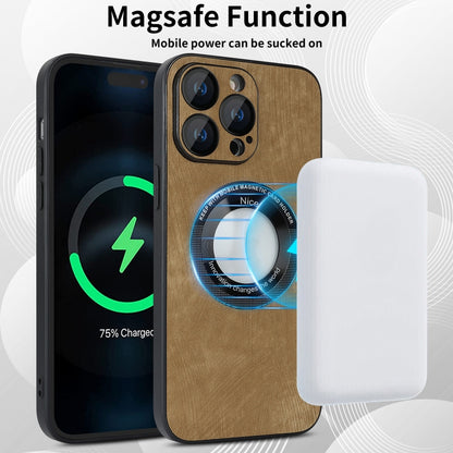 For iPhone 14 Pro Max Skin Feel Leather MagSafe Magnetic Phone Case(Brown) - iPhone 14 Pro Max Cases by PMC Jewellery | Online Shopping South Africa | PMC Jewellery