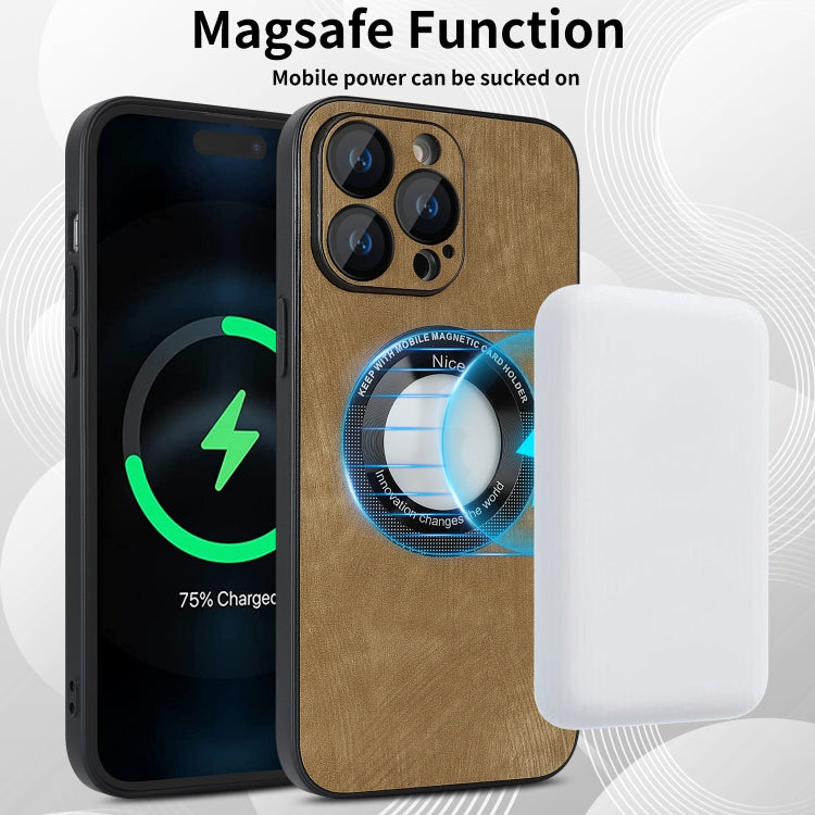 For iPhone 13 Pro Skin Feel Leather MagSafe Magnetic Phone Case(Brown) - iPhone 13 Pro Cases by PMC Jewellery | Online Shopping South Africa | PMC Jewellery