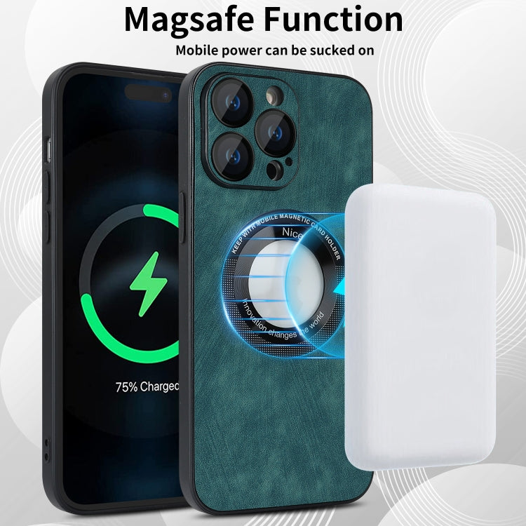 For iPhone 11 Pro Skin Feel Leather MagSafe Magnetic Phone Case(Green) - iPhone 11 Pro Cases by PMC Jewellery | Online Shopping South Africa | PMC Jewellery