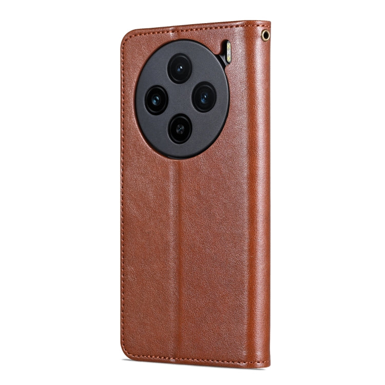 For vivo X100 5G AZNS Sheepskin Texture Flip Leather Phone Case(Brown) - X100 Cases by AZNS | Online Shopping South Africa | PMC Jewellery | Buy Now Pay Later Mobicred