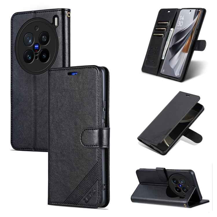 For vivo X200 Pro AZNS Sheepskin Texture Flip Leather Phone Case(Black) - X200 Pro Cases by AZNS | Online Shopping South Africa | PMC Jewellery | Buy Now Pay Later Mobicred