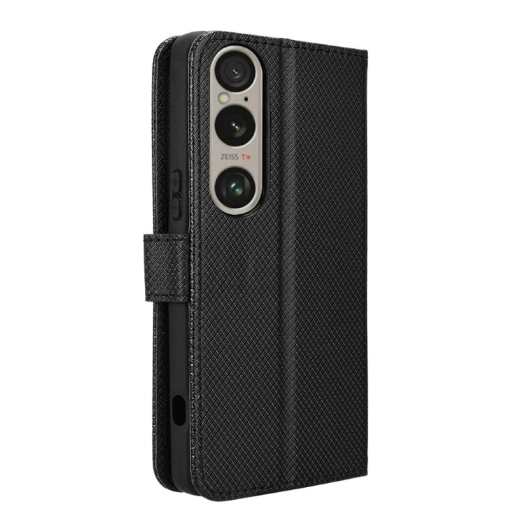 For Sony Xperia 1 VI 2024 Diamond Texture Leather Phone Case(Black) - Sony Cases by PMC Jewellery | Online Shopping South Africa | PMC Jewellery | Buy Now Pay Later Mobicred