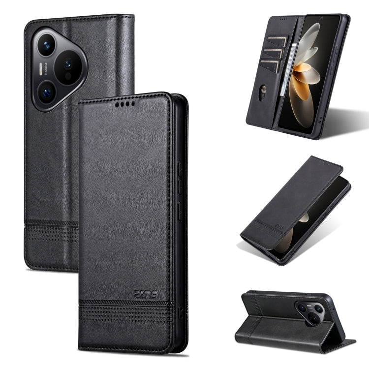 For Huawei Pura 70 AZNS Magnetic Calf Texture Flip Leather Phone Case(Black) - Huawei Cases by AZNS | Online Shopping South Africa | PMC Jewellery | Buy Now Pay Later Mobicred