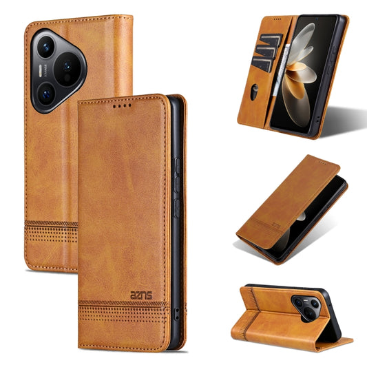 For Huawei Pura 70 AZNS Magnetic Calf Texture Flip Leather Phone Case(Light Brown) - Huawei Cases by AZNS | Online Shopping South Africa | PMC Jewellery | Buy Now Pay Later Mobicred