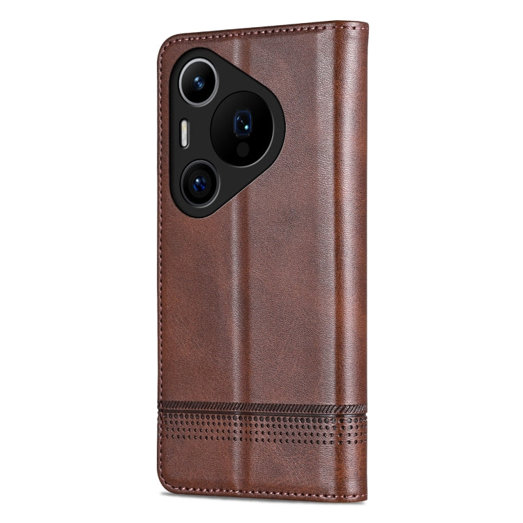 For Huawei Pura 70 Pro / 70 Pro+ Fine Hole AZNS Magnetic Calf Texture Flip Leather Phone Case(Dark Brown) - Huawei Cases by AZNS | Online Shopping South Africa | PMC Jewellery | Buy Now Pay Later Mobicred