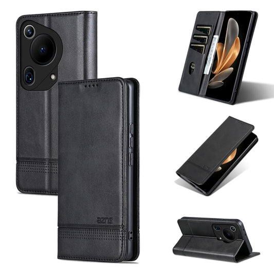 For Huawei Pura 70 Ultra AZNS Magnetic Calf Texture Flip Leather Phone Case(Black) - Huawei Cases by AZNS | Online Shopping South Africa | PMC Jewellery