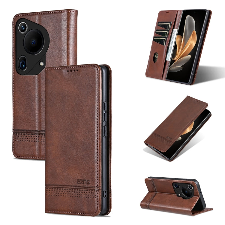 For Huawei Pura 70 Ultra AZNS Magnetic Calf Texture Flip Leather Phone Case(Dark Brown) - Huawei Cases by AZNS | Online Shopping South Africa | PMC Jewellery | Buy Now Pay Later Mobicred