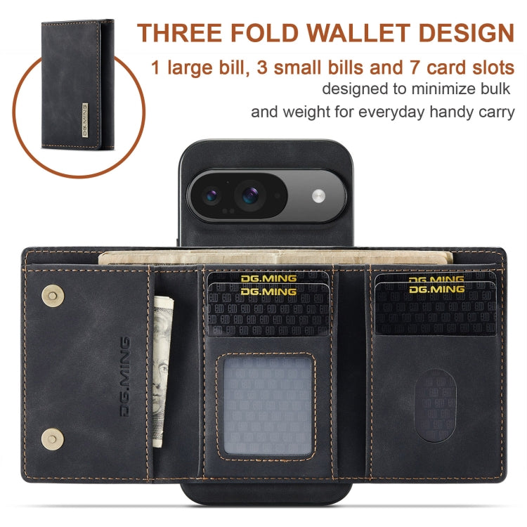 For Google Pixel 9 / 9 Pro DG.MING M1 Series 3-Fold Multi Card Wallet + Magnetic Phone Case(Black) - Google Cases by DG.MING | Online Shopping South Africa | PMC Jewellery | Buy Now Pay Later Mobicred