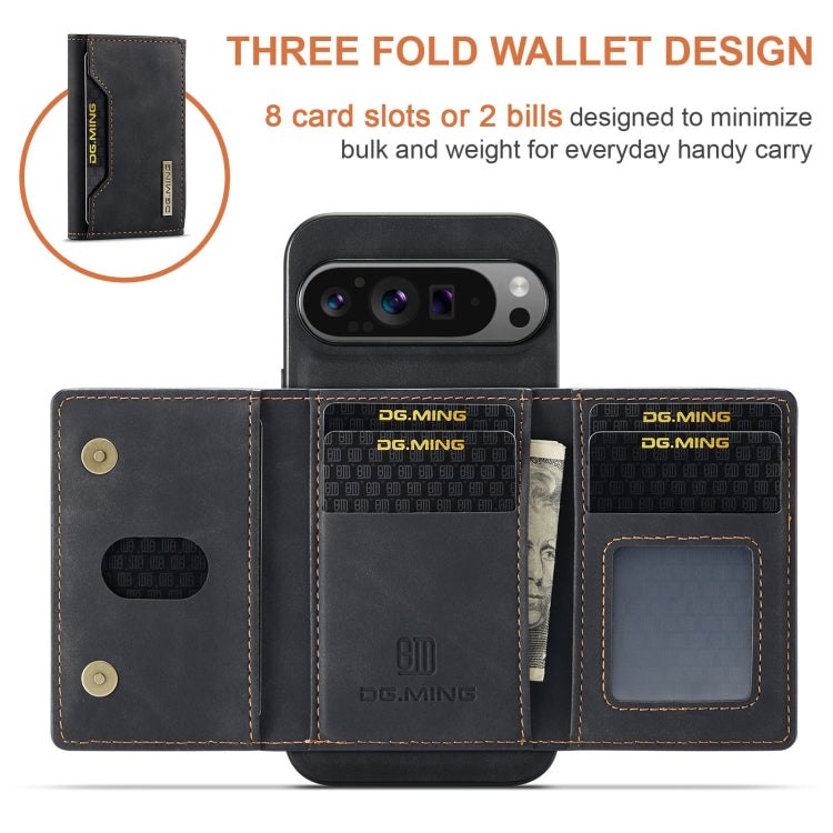 For Google Pixel 9 Pro XL DG.MING M2 Series 3-Fold Multi Card Bag + Magnetic Phone Case(Black) - Google Cases by DG.MING | Online Shopping South Africa | PMC Jewellery | Buy Now Pay Later Mobicred