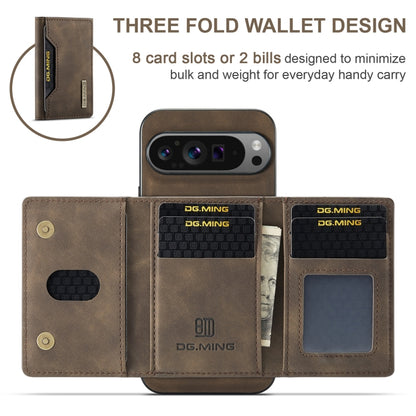 For Google Pixel 9 Pro XL DG.MING M2 Series 3-Fold Multi Card Bag + Magnetic Phone Case(Coffee) - Google Cases by DG.MING | Online Shopping South Africa | PMC Jewellery | Buy Now Pay Later Mobicred