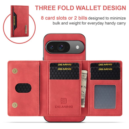 For Google Pixel 9 / 9 Pro DG.MING M2 Series 3-Fold Multi Card Bag + Magnetic Phone Case(Red) - Google Cases by DG.MING | Online Shopping South Africa | PMC Jewellery | Buy Now Pay Later Mobicred