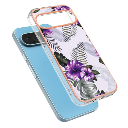 For Google Pixel 9 / 9 Pro Electroplating IMD TPU Phone Case(Purple Flower) - Google Cases by PMC Jewellery | Online Shopping South Africa | PMC Jewellery | Buy Now Pay Later Mobicred