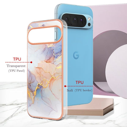 For Google Pixel 9 / 9 Pro Electroplating IMD TPU Phone Case(White Marble) - Google Cases by PMC Jewellery | Online Shopping South Africa | PMC Jewellery | Buy Now Pay Later Mobicred