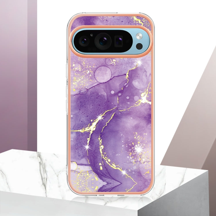 For Google Pixel 9 / 9 Pro Electroplating Marble Dual-side IMD Phone Case(Purple 002) - Google Cases by PMC Jewellery | Online Shopping South Africa | PMC Jewellery | Buy Now Pay Later Mobicred