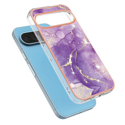 For Google Pixel 9 Pro XL Electroplating Marble Dual-side IMD Phone Case(Purple 002) - Google Cases by PMC Jewellery | Online Shopping South Africa | PMC Jewellery | Buy Now Pay Later Mobicred