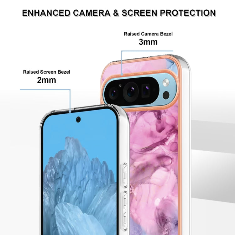 For Google Pixel 9 / 9 Pro Electroplating Marble Dual-side IMD Phone Case(Pink 013) - Google Cases by PMC Jewellery | Online Shopping South Africa | PMC Jewellery | Buy Now Pay Later Mobicred