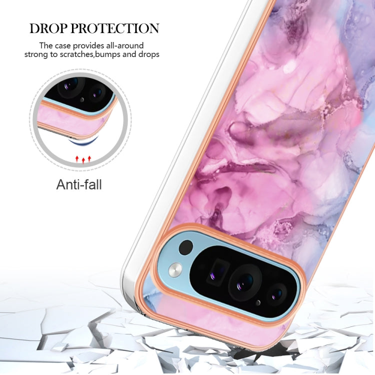 For Google Pixel 9 Pro XL Electroplating Marble Dual-side IMD Phone Case(Pink 013) - Google Cases by PMC Jewellery | Online Shopping South Africa | PMC Jewellery | Buy Now Pay Later Mobicred