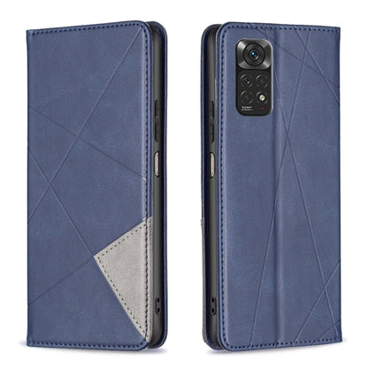 For Xiaomi Redmi Note 12S 4G / Note 11  Rhombus Texture Magnetic Leather Phone Case(Blue) - Xiaomi Cases by PMC Jewellery | Online Shopping South Africa | PMC Jewellery | Buy Now Pay Later Mobicred