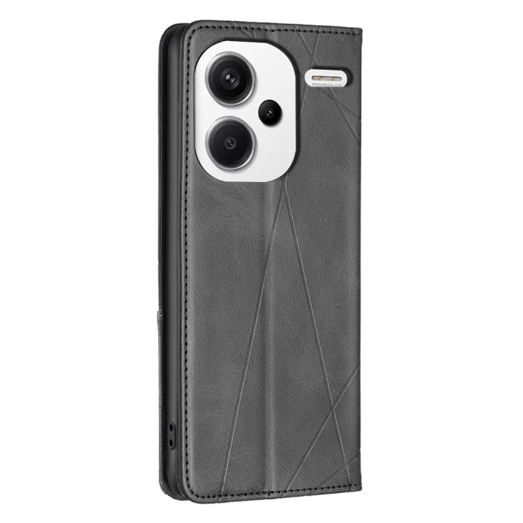 For Xiaomi Redmi Note 13 Pro+ 5G Rhombus Texture Magnetic Leather Phone Case(Black) - Xiaomi Cases by PMC Jewellery | Online Shopping South Africa | PMC Jewellery | Buy Now Pay Later Mobicred