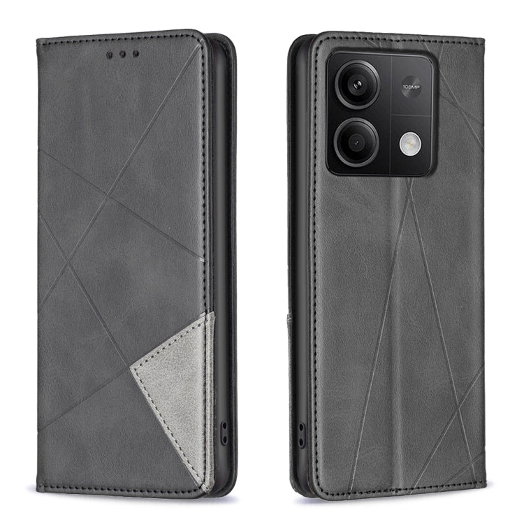 For Xiaomi Redmi Note 13 Rhombus Texture Magnetic Leather Phone Case(Black) - Xiaomi Cases by PMC Jewellery | Online Shopping South Africa | PMC Jewellery | Buy Now Pay Later Mobicred