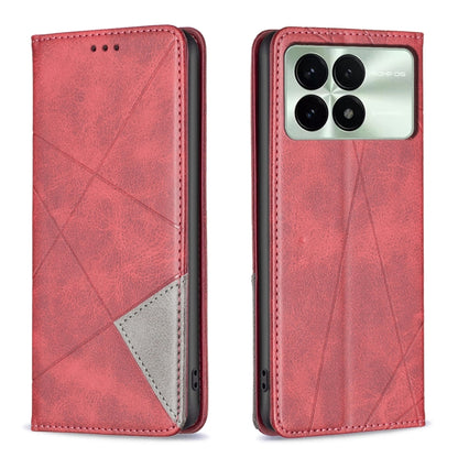 For Xiaomi Redmi K70 / K70 Pro Rhombus Texture Magnetic Leather Phone Case(Red) - K70 Pro Cases by PMC Jewellery | Online Shopping South Africa | PMC Jewellery | Buy Now Pay Later Mobicred