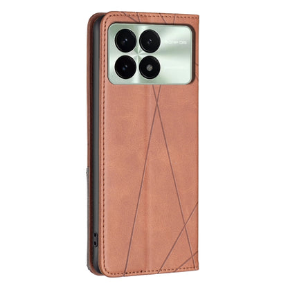 For Xiaomi Redmi K70E Rhombus Texture Magnetic Leather Phone Case(Brown) - K70E Cases by PMC Jewellery | Online Shopping South Africa | PMC Jewellery | Buy Now Pay Later Mobicred