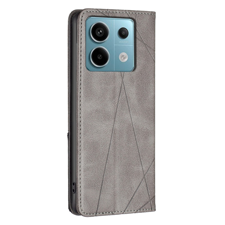 For Xiaomi Redmi Note 13 Pro 4G Global Rhombus Texture Magnetic Leather Phone Case(Grey) - Note 13 Pro Cases by PMC Jewellery | Online Shopping South Africa | PMC Jewellery | Buy Now Pay Later Mobicred