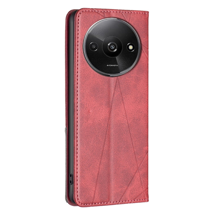 For Xiaomi Redmi A3 Rhombus Texture Magnetic Leather Phone Case(Red) - Xiaomi Cases by PMC Jewellery | Online Shopping South Africa | PMC Jewellery | Buy Now Pay Later Mobicred