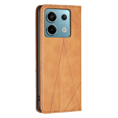 For Xiaomi Poco M6 Pro 4G Rhombus Texture Magnetic Leather Phone Case(Yellow) - Xiaomi Cases by PMC Jewellery | Online Shopping South Africa | PMC Jewellery | Buy Now Pay Later Mobicred