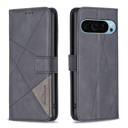 For Google Pixel 9 Magnetic Buckle Rhombus Texture Leather Phone Case(Black) - Google Cases by PMC Jewellery | Online Shopping South Africa | PMC Jewellery | Buy Now Pay Later Mobicred