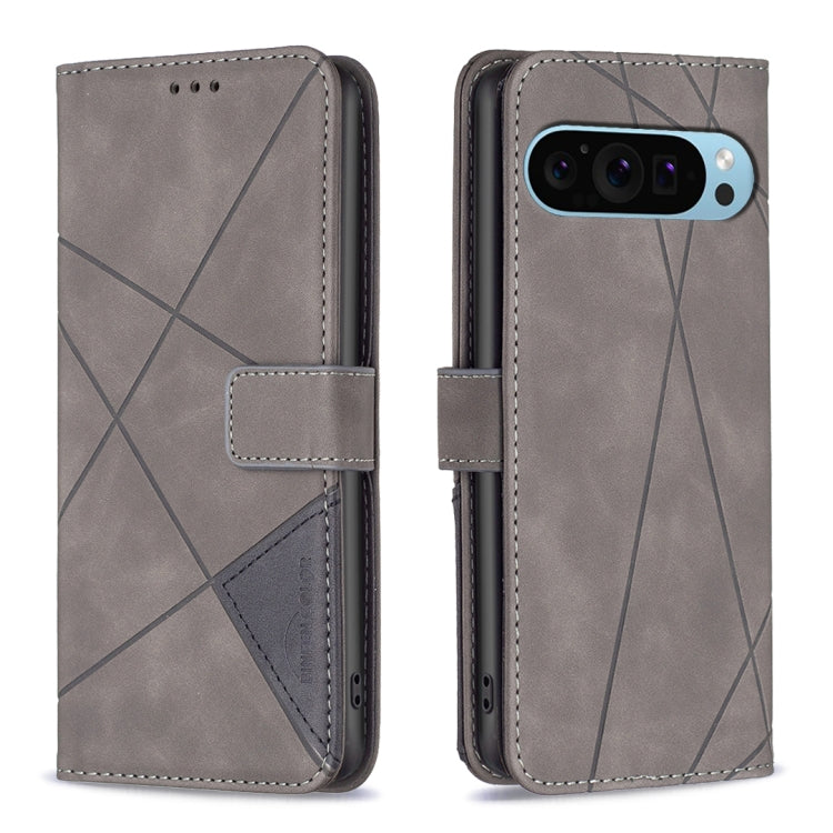 For Google Pixel 9 Magnetic Buckle Rhombus Texture Leather Phone Case(Grey) - Google Cases by PMC Jewellery | Online Shopping South Africa | PMC Jewellery | Buy Now Pay Later Mobicred