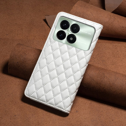 For Xiaomi Redmi K70 / K70 Pro Diamond Lattice Magnetic Leather Flip Phone Case(White) - K70 Pro Cases by PMC Jewellery | Online Shopping South Africa | PMC Jewellery | Buy Now Pay Later Mobicred