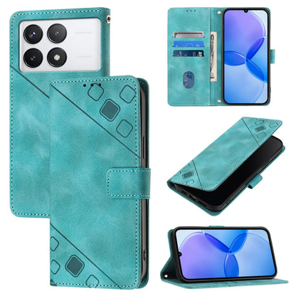 For Xiaomi Redmi K70 / K70 Pro Skin Feel Embossed Leather Phone Case(Green) - K70 Cases by PMC Jewellery | Online Shopping South Africa | PMC Jewellery | Buy Now Pay Later Mobicred