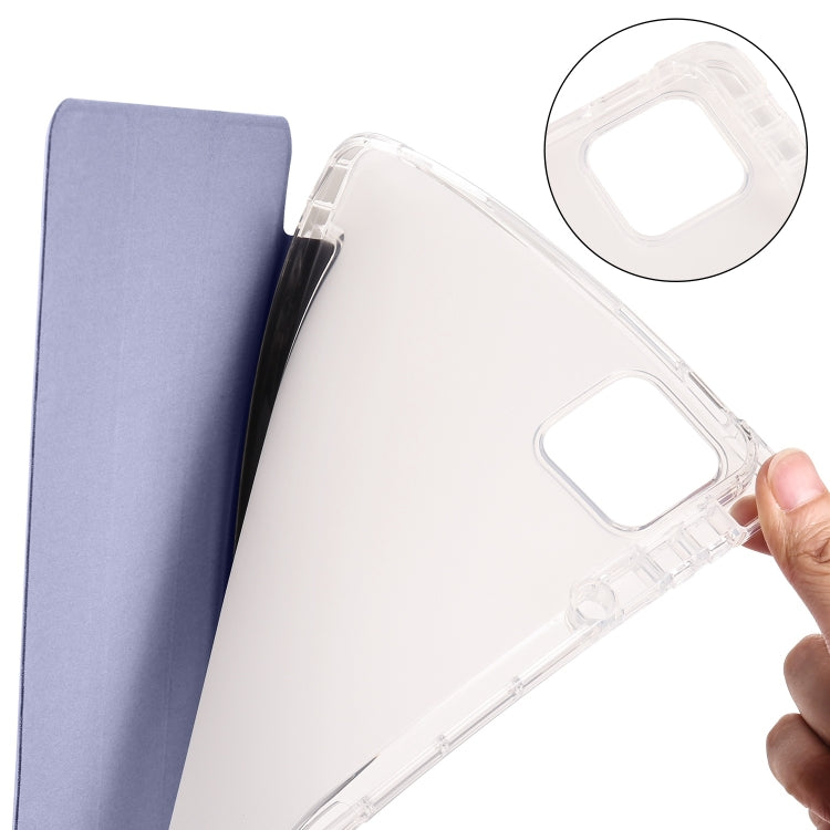 For Xiaomi Pad 6 / 6 Pro 3-fold Clear TPU Smart Leather Tablet Case with Pen Slot(Lavender Purple) - More Tablet Cases by PMC Jewellery | Online Shopping South Africa | PMC Jewellery | Buy Now Pay Later Mobicred