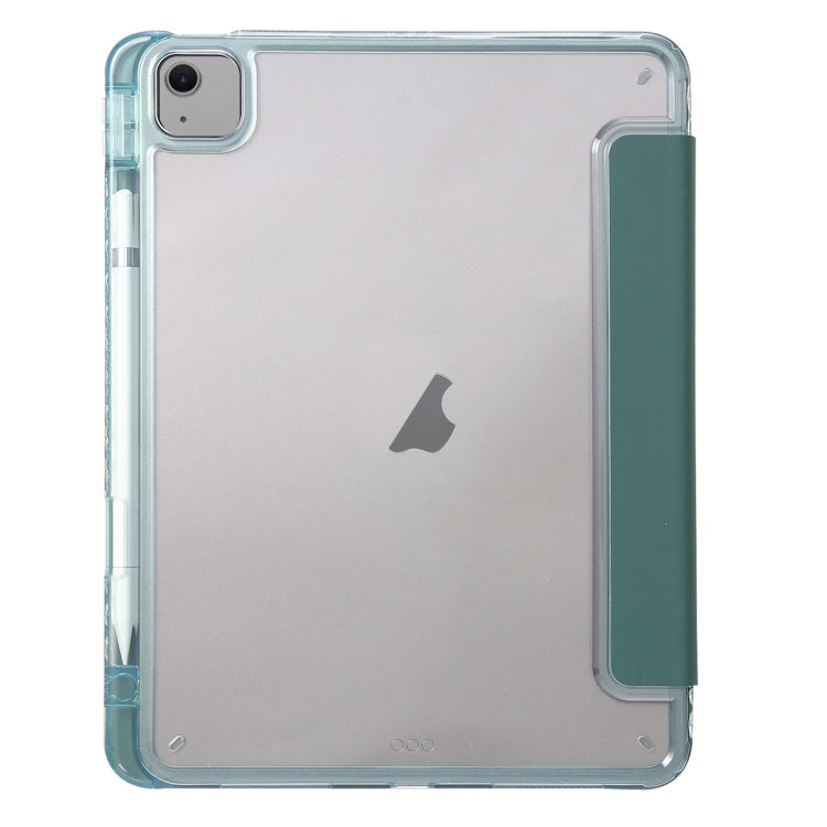 For iPad Air 11 2024 Clear Acrylic 3-Fold Leather Tablet Case(Dark Green) - iPad Air 11 2024 Cases by PMC Jewellery | Online Shopping South Africa | PMC Jewellery | Buy Now Pay Later Mobicred