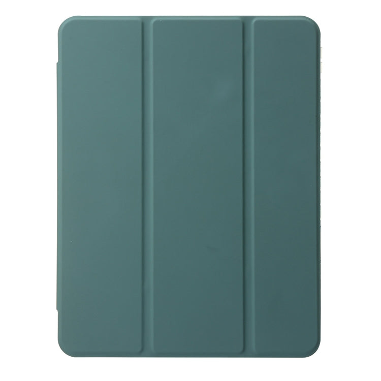 For iPad Air 13 2024 Clear Acrylic 3-Fold Leather Tablet Case(Dark Green) - iPad Air 13 2024 Cases by PMC Jewellery | Online Shopping South Africa | PMC Jewellery | Buy Now Pay Later Mobicred