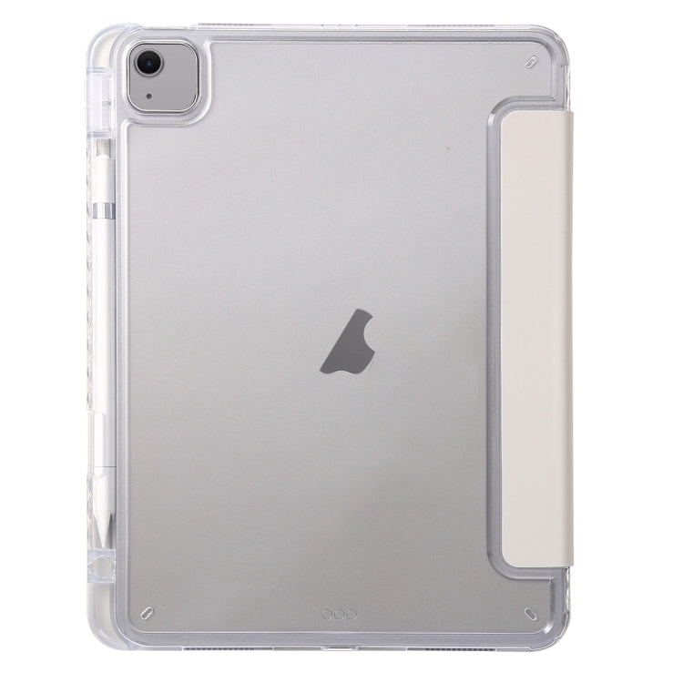 For iPad Air 13 2024 Clear Acrylic 3-Fold Leather Tablet Case(Grey) - iPad Air 13 2024 Cases by PMC Jewellery | Online Shopping South Africa | PMC Jewellery | Buy Now Pay Later Mobicred