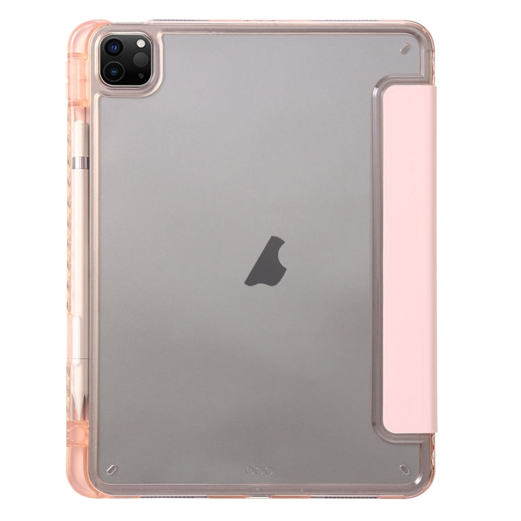 For iPad Pro 11 2024 Clear Acrylic 3-Fold Leather Tablet Case(Pink) - iPad Pro 11 2024 Cases by PMC Jewellery | Online Shopping South Africa | PMC Jewellery | Buy Now Pay Later Mobicred