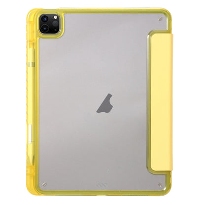 For iPad Pro 11 2024 Clear Acrylic 3-Fold Leather Tablet Case(Yellow) - iPad Pro 11 2024 Cases by PMC Jewellery | Online Shopping South Africa | PMC Jewellery | Buy Now Pay Later Mobicred