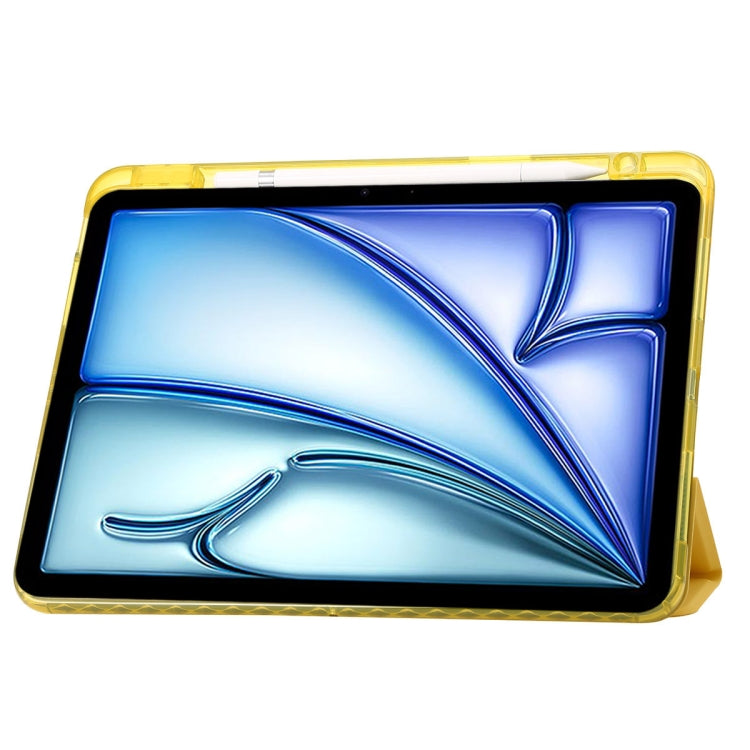 For iPad Pro 11 2024 Clear Acrylic 3-Fold Leather Tablet Case(Yellow) - iPad Pro 11 2024 Cases by PMC Jewellery | Online Shopping South Africa | PMC Jewellery | Buy Now Pay Later Mobicred