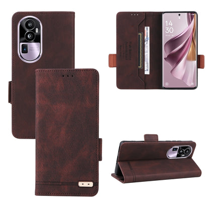 For OPPO Reno10 Pro+ Magnetic Clasp Leather Phone Case(Brown) - OPPO Cases by PMC Jewellery | Online Shopping South Africa | PMC Jewellery